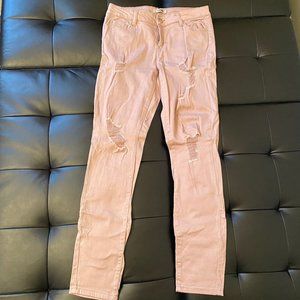 Pink Distressed Jeans